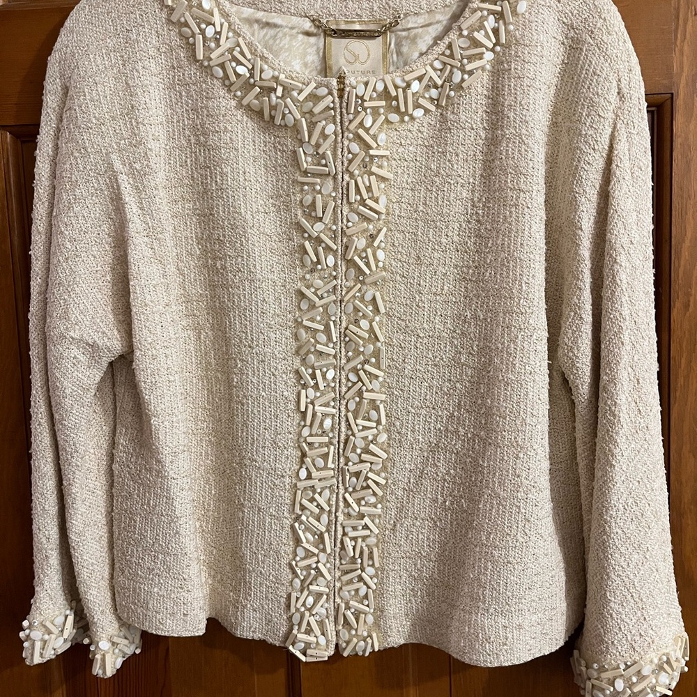 St. John Couture Cream Beaded Blazer